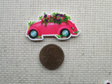 Second view of the Pretty Pink Bug Car Bursting with Flowers Needle Minder