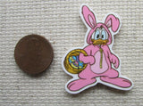 Second view of the Donald Duck Dressed as a Pink Easter Bunny with a Basket of Eggs Needle Minder