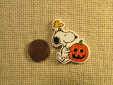 Second view of the Snoopy and Woodstock with a Jack O Lantern Needle Minder