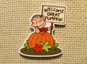 First view of the Welcome Great Pumpkin Needle Minder