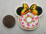 Second view of the Minnie Mouse Donut with Pink Hearts Needle Minder