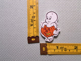 Third view of the Casper the Friendly Ghost Dancing in a Carved Pumpkin Needle Minder