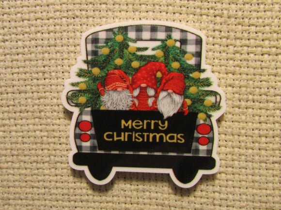 First view of the Merry Christmas Gnome Trio Truck Needle Minder