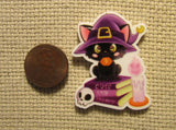 Second view of the Black Cat Sitting on Spell Books Needle Minder