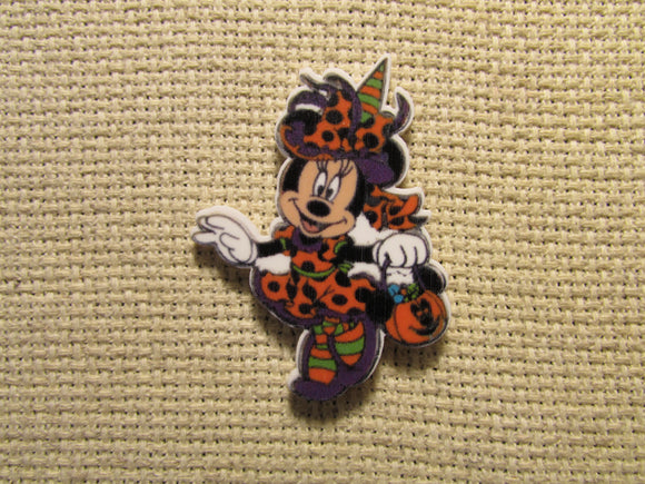 First view of the Minnie Mouse Dressed as an Orange Witch Needle Minder