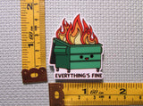 Third view of the Everything's Fine Dumpster Fire Needle Minder