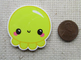 Second view of the Happy Yellow Octopus Needle Minder