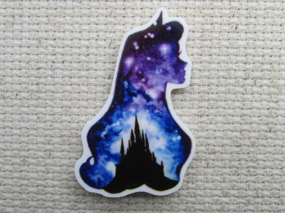 First view of the Sleeping Beauty Aurora Nighttime Castle Silhouette Scene Needle Minder