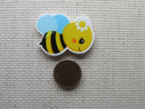 Second view of the Happy Bee Needle Minder, Cover Minder, Magnets