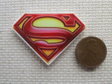 Second view of the S is for Superman Needle Minder, Cover Minder, Magnets