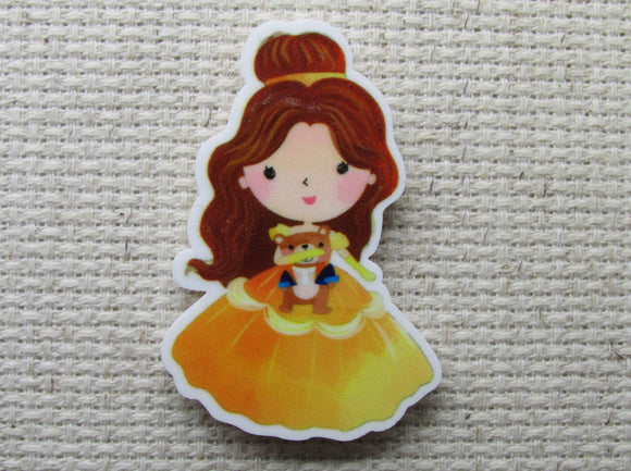 First view of the Belle Holding a Small Beast Doll Needle Minder, Cover Minder, Magnets 
