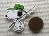 Second view of the Snoopy Gone Fishing Needle Minder, Cover Minder, Magnets