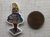 Second view of the Alice in Wonderland Scenic Dress Needle Minder
