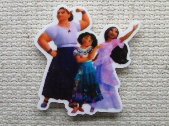 First view of the Luisa, Isabela and Mirabel from Encanto Needle Minder, Cover Minder, Magnets 