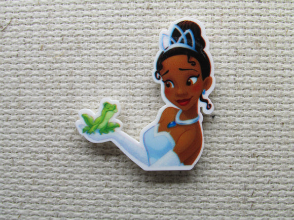 First view of the Princess and the Frog Tiana Holding a Frog Needle Minder 