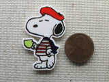 Second view of the French Snoopy Needle Minder, Cover Minder, Magnets