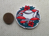 Third view of the White Teapot Surrounded By Red Mushrooms Needle Minder