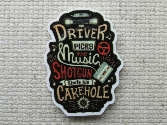 First view of the Driver Picks the Music Shotgun Shuts His Cakehole Needle Minder  