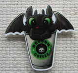 Toothless in a Dragon Coffee Cup Needle Minder Close up