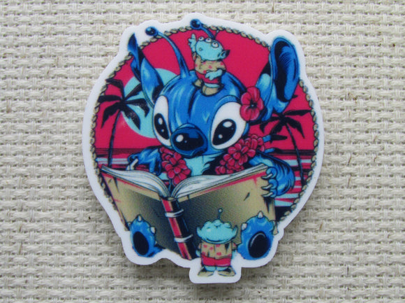 First photo Stitch Reading a Book to Alien Friends Needle Minder