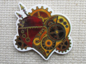 First photo Steampunk Heart Needle Minder