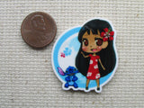 Third view of Lilo and Stitch Together in a Circle Needle Minder.