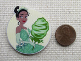 Second view of Tiana with a Froggy Cotton Candy Treat Needle Minder. 