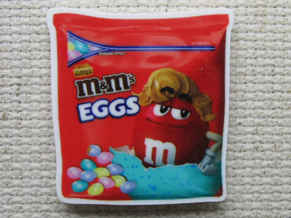 First view of A Sharable Size Bag of Peanut Butter M&Ms Needle Minder.