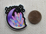 Second view of Purple Moon with Colorful Crystals Needle Minder.