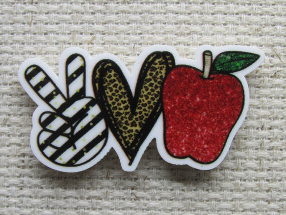 First view of peace love apple/teacher needle minder.