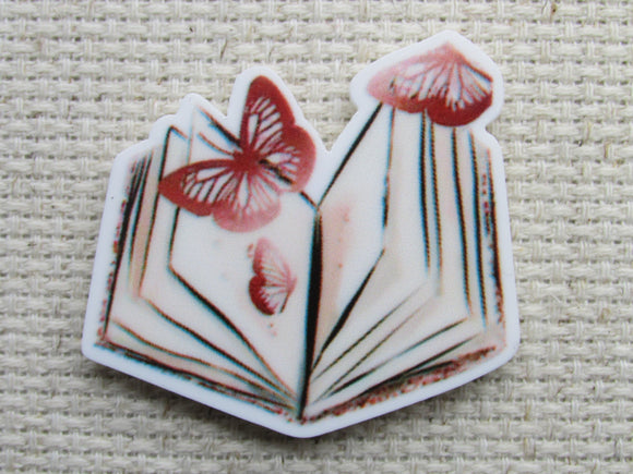 First view of An Open Book with Pink Butterflies Needle Minder.