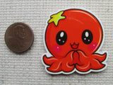 Second view of Red Octopus with a Yellow Starfish Needle Minder.