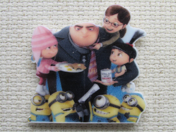 First view of Gru and family needle minder.