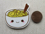 Third view of a bowl of noodles needle minder.