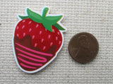 Second view of Chocolate Dipped Strawberry Needle Minder.
