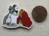 Second view of Lady and the Tramp Sharing a Plate of Spaghetti Needle Minder.