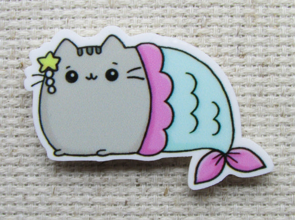 First view of cartoon cat dressed as a mermaid.