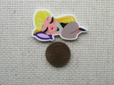 Second view of Sleeping Aurora Needle Minder, Cover Minder, Magnet