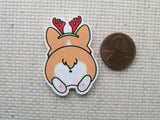 Second view of Christmas Reindeer Corgi Needle Minder.