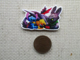 Second vie wof Toothless, Pikachu and Stitch Hanging Out Together Needle Minder.