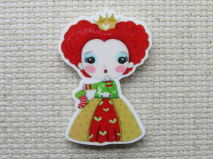 First view of Christmas Queen of Hearts from Alice in Wonderland Needle Minder.