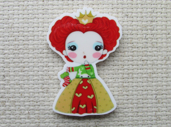 First view of Christmas Queen of Hearts from Alice in Wonderland Needle Minder.