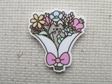 First view of Grey Kitty Hiding in A Bouquet of Flowers Needle Minder.