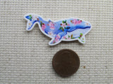 Second view of blue floral whale needle minder.