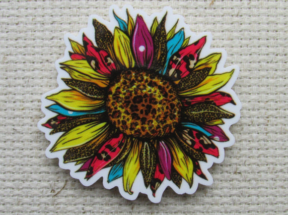 First view of colorful sunflower needle minder.