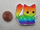 Second view of Rainbow Cat Needle Minder.
