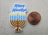 Second view of Happy Hanukkah Menorah Needle Minder.