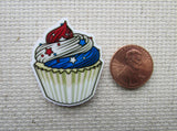 Second view of Patriotic Cupcake Needle Minder.