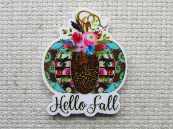 First view of Colorful Hello Fall Pumpkin Needle Minder.