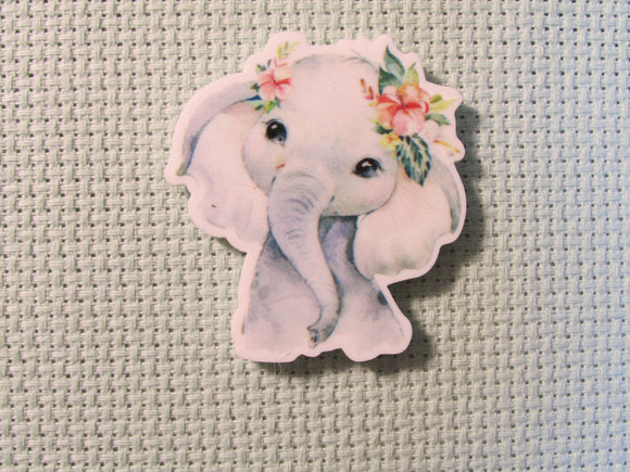 First view of the Adorable Elephant with a Pink Hibiscus Flower Needle Minder